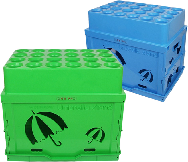우산꽂이(매직24구)/정리함/대형/꽂이/케이스/수납/정리/대용량/실내/빗물/털이/현관/까페/학교/업소용/유치원, 1개, 그린