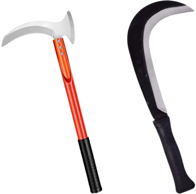 tinudo 고망간 낫도끼 1+1 농기구 농자재 수풀제거 분리 가능한 정글낫 가지치는 잡목 낫, 1세트