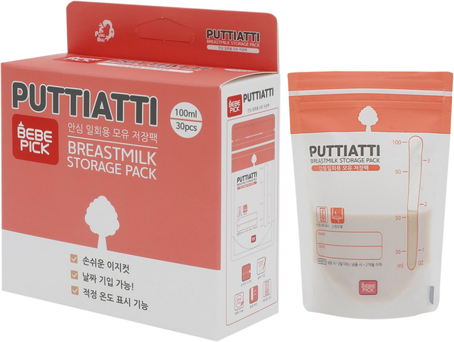 프띠아띠 일회용 모유저장팩 100ml 180ml 30매입, 1개