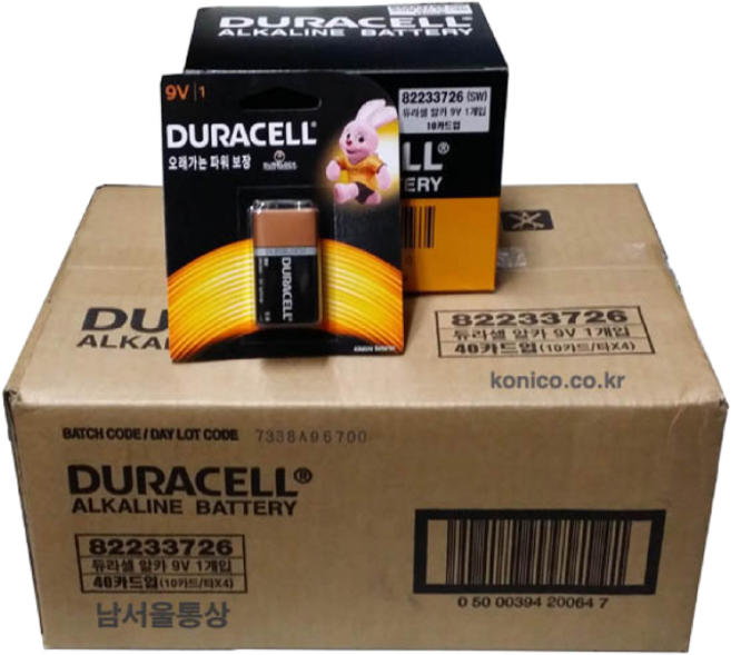 듀라셀 9V 알카라인 건전지 포장, 1개입, 10개