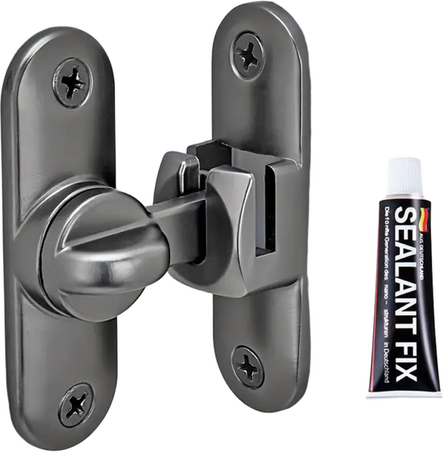 리빙아이 무타공 잠금장치 미닫이 여닫이 겸용 오도시 걸고리 걸쇠 잠금고리 다크그레이, 1개