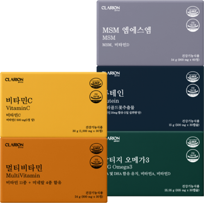 클라리온 1인 가구템 5종 세트 (멀티비타민+비타민C+오메가3+루테인+MSM), 5개, 30회분