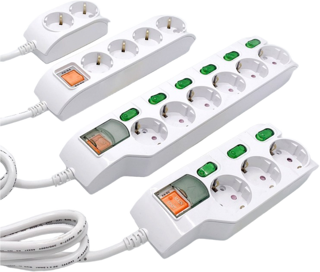 일신전기 일반 접지형 메인 개별 스위치형 멀티코드 멀티탭 1구 2구 3구 4구 5구 6구, C-5)통합절전형 6구, 5m, 1개