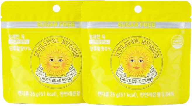 [약국입점판매]상쾌한 목 천연레몬향 캔디 자일리톨 스톤, 6개, 25g