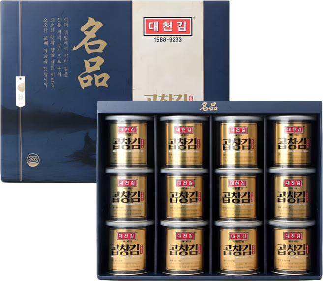대천김 곱창김 명품 캔김 선물세트, 12개, 30g