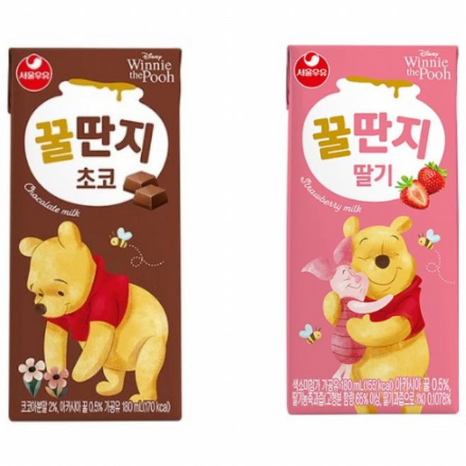 서울우유 초코+딸기 꿀단지, 180ml, 12개
