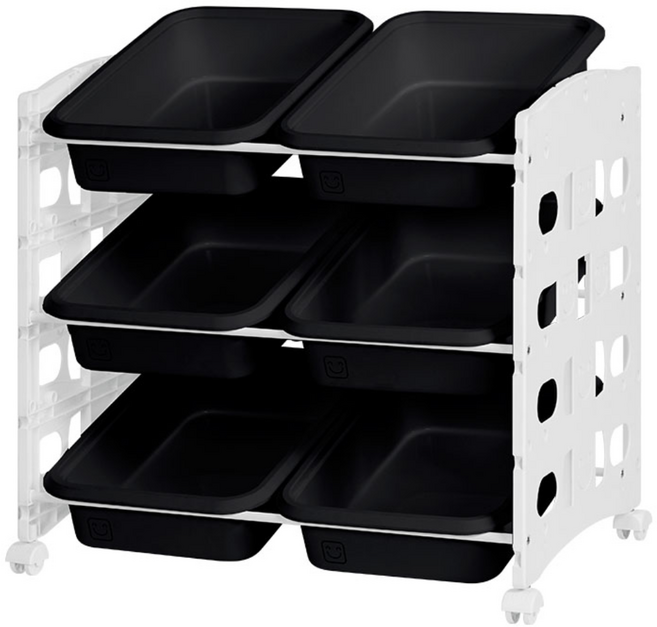 리빙스마일 스마일이동식 화이트 프레임 바구니 정리함 A 소형 6p, 블랙, 1개