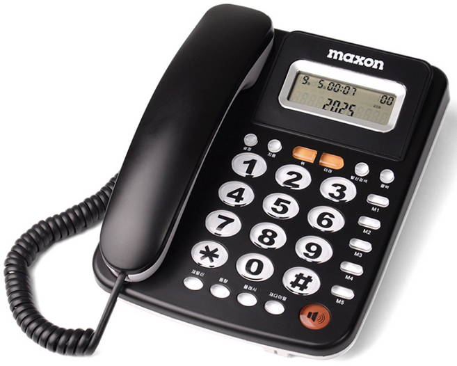 KC인증 맥슨 유선CID전화기 발신자정보표시 단축다이얼 5개저장 팩스연결, M50