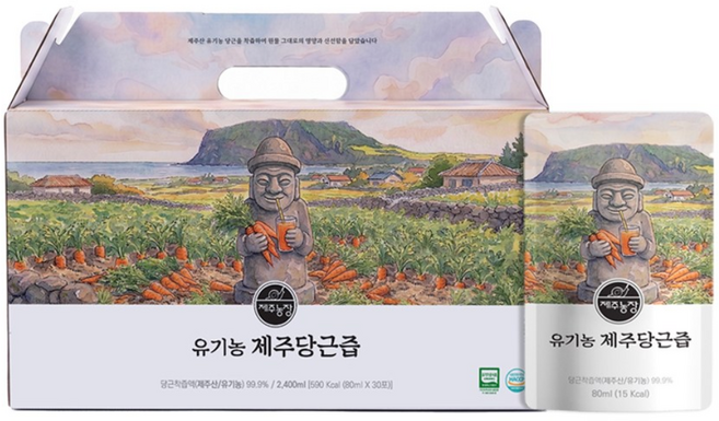 제주농장 유기농 제주당근즙 100% NFC 착즙 건강즙 30포 추천, 1박스, 80ml