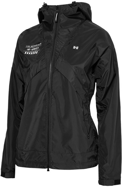 로켓그로스_25SS 험머 여성 H3 그래픽 로고 패커블 경량 바람막이 후드 자켓 블랙