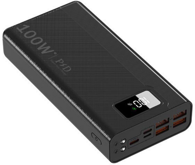 50000mAh 대용량 보조배터리 100W 초고속충전 외출 필수템, 블랙