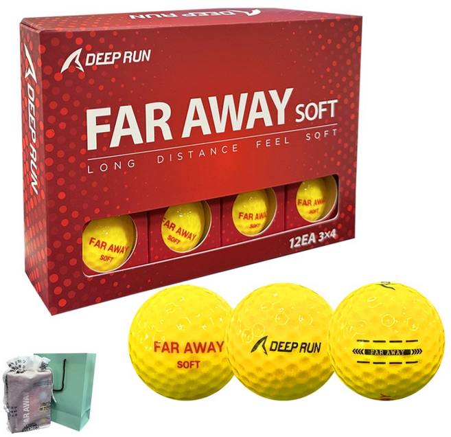 고저스 골프 딥런 팔어웨이 소프트 고반발 비거리 장타 2피스 3피스 삼선 퍼터선 유광 골프공, 1세트, FAR AWAY SOFT 2피스+선물포장