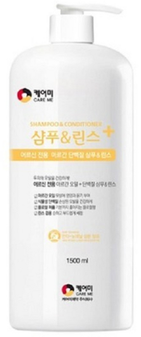 케어미 어르신 전용 샴푸 린스 겸용 샴푸린스겸용, 1.5L, 2개