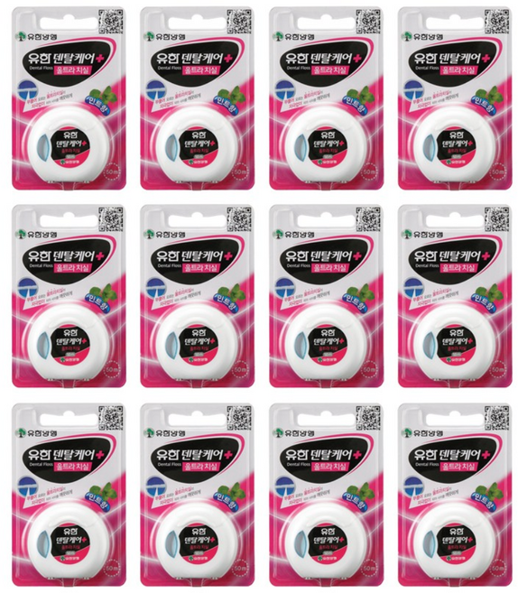 유한덴탈케어 플러스 울트라 치실 민트향 50 m, 1개입, 48개