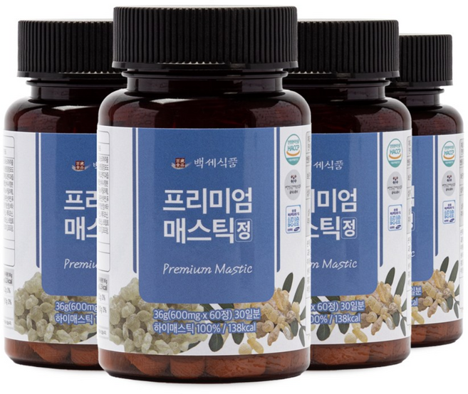 백세식품 매스틱정 프리미엄 매스틱검 HACCP, 36g, 4개