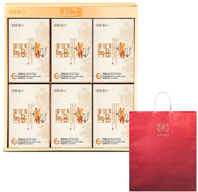천제명홍삼 6년근 홍삼 녹용 + 쇼핑백, 1.5L, 1박스
