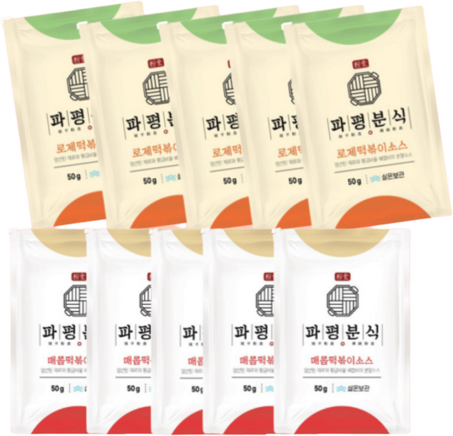 파평분식 로제맛 3팩+매콤맛3팩 (각50그램), 로제소스+순한소스(각 3팩), 50g