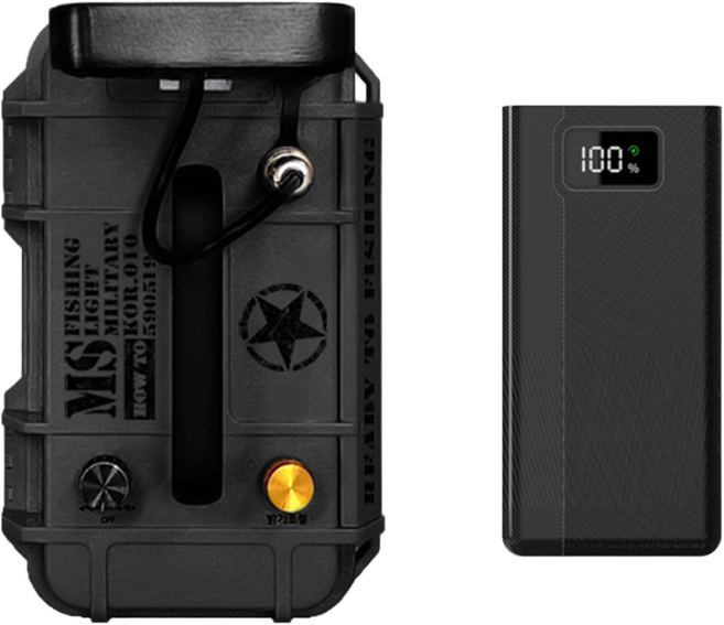 JK 하우투 볼락 집어등 밀리터리 백녹+혼합색 3만 보조배터리포함 갈치 호래기 미니 낚시 랜턴, 1개, 블랙 (3만 배터리포함), TRK31.밀리터리 다색