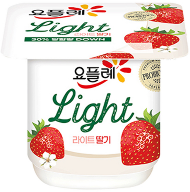 빙그레 요플레 딸기 라이트 요거트 유치원 어린이집 간식, 80g, 30개