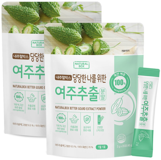 내추럴박스 여주추출 분말 스틱 국내산 여주, 2개, 40g
