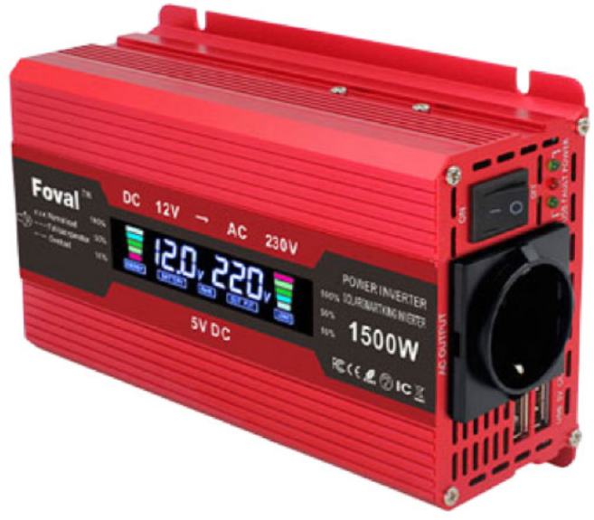 녹원 차량용 인버터 1500W 12V 220V 유사계단파 LCD 파워인버터 캠핑 차박 전원변환기, 1개