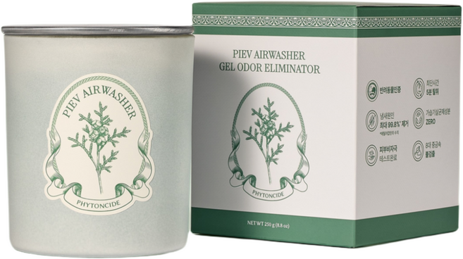본사공식몰 피에브 에어워셔 고체 탈취제 냄새 제거 피톤치드 향, 3개, 250g