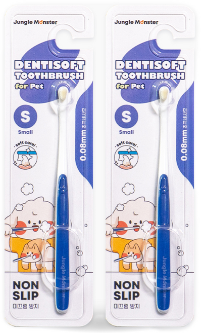 정글몬스터 반려동물 덴티소프트 극세사모 칫솔 초소형, 블루, 2개