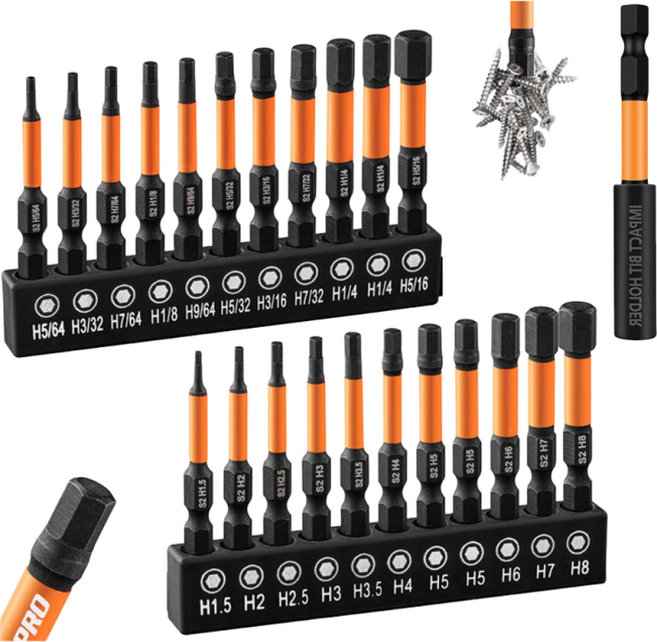 [ 독일 공정 기준] 강력자성 육각비트 렌치 임팩비트세트 T6 T8 T9 T 10 T15 T20 T25 T27 T30 T40 세트, 21종 세트