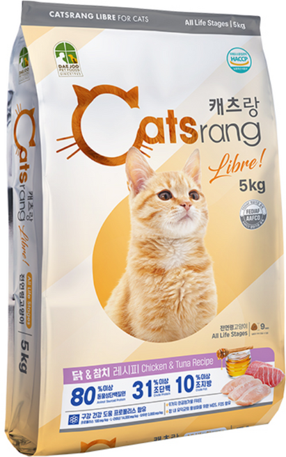 캐츠랑 NEW 전연령 올라이프 고양이 건식사료 리브레, 5kg, 2개, 닭+참치