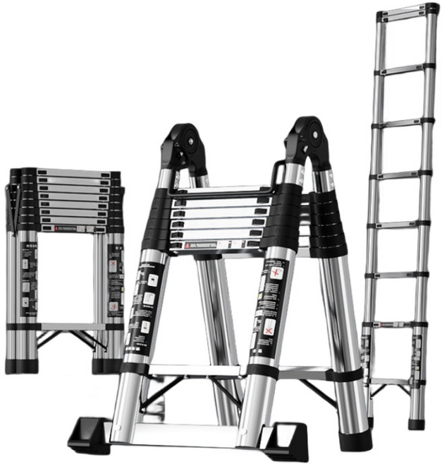 몬테리아 사다리 접이식 안테나 사다리 알루미늄 다용도 접이식 A타입 H타입 높이조절 가정용 사다리 G818-039, 1개