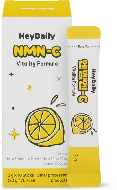 [공식판매처] 헤이데일리 NMN-C 엔엠엔씨 천연NMN 비타민C 레몬맛 10포, 1개, 20g