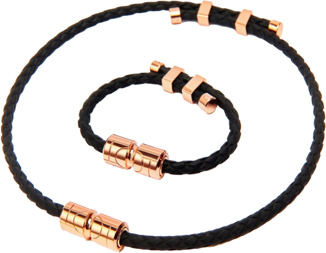 세트 클라비스 비타 건강팔찌 목걸이 세트 근육통 완화 의료기기, 블랙, 로즈골드, 1개