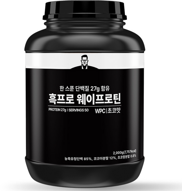 흑프로 웨이프로틴 초코맛 WPC 헬스보충제 단백질 2g, 1개, 2kg