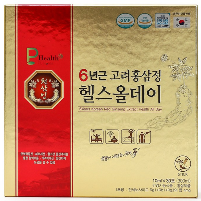 {Gibogam} 6년근 고려홍삼정 헬스올데이 30포, 300ml, 1개