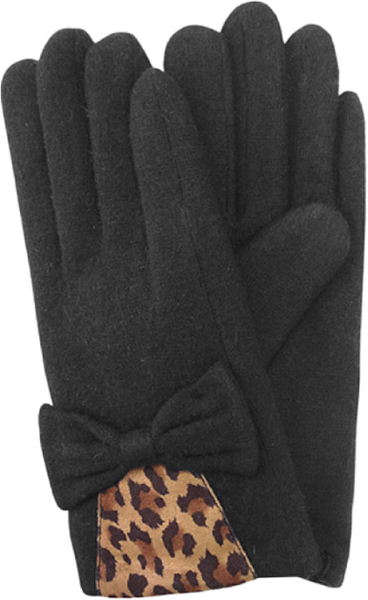 [엘르](여)호피 샤무드 빅리본 장갑 ELW-13404