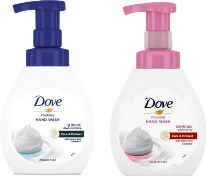 도브 포밍 핸드워시 240ml X 2종(딥모이스처+피치), 1개