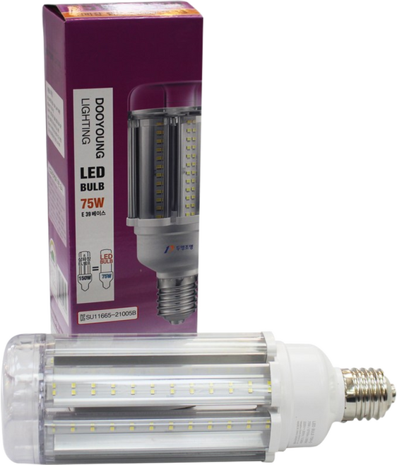 두영 LED 전구 투명 40W 50W 75W E26 E39 에너지1등급 큰소켓 공장등 실외등 보안등, 09. 두영 LED전구 투명 75W E39B_주광색, 1개