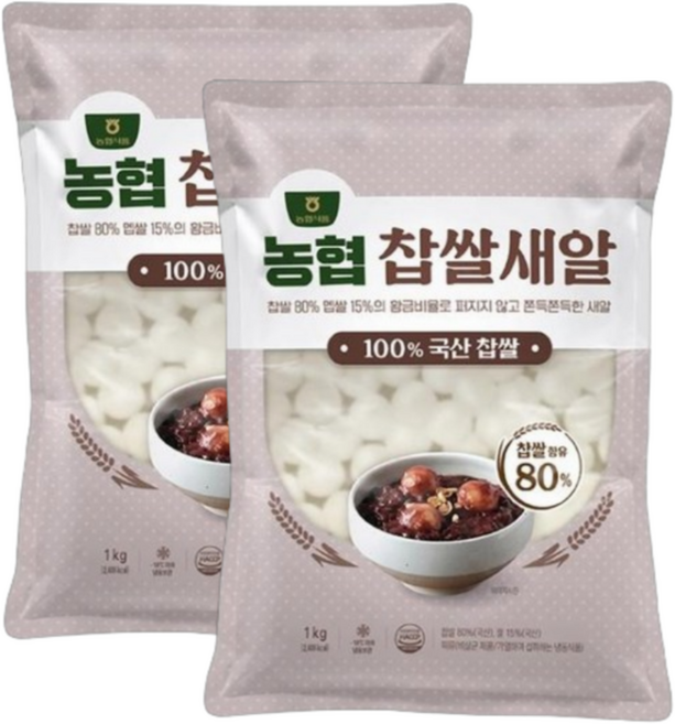 농협 쫄깃쫄깃 찹쌀 새알, 1kg, 2개