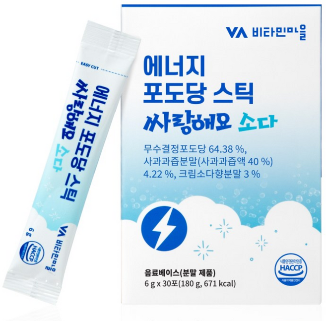 비타민마을 에너지 포도당 스틱 싸랑해요 소다 30p, 180g, 1개