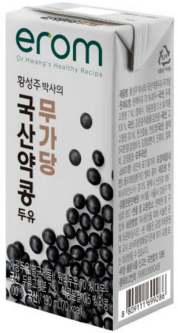 이롬 황성주 국산콩 약콩두유 무가당 190ml 2입, 1박스, 6.08L