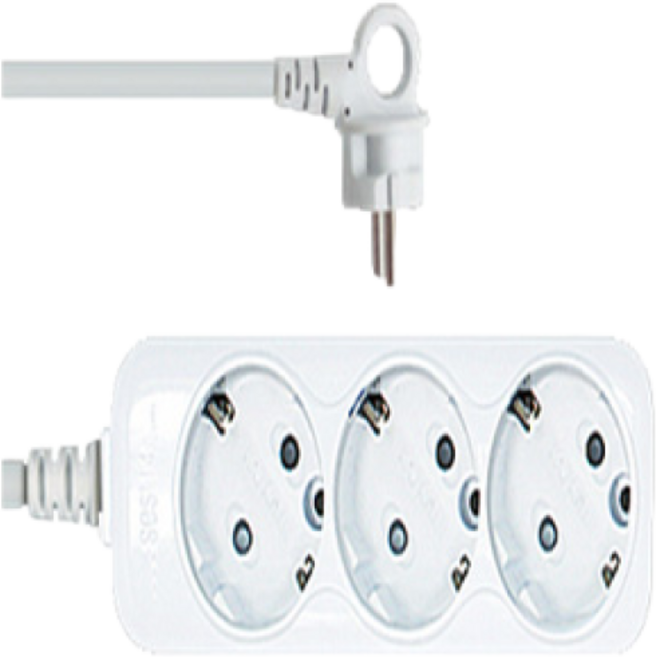 3구멀티탭 스위치없음, 1개, 흰색, 10m