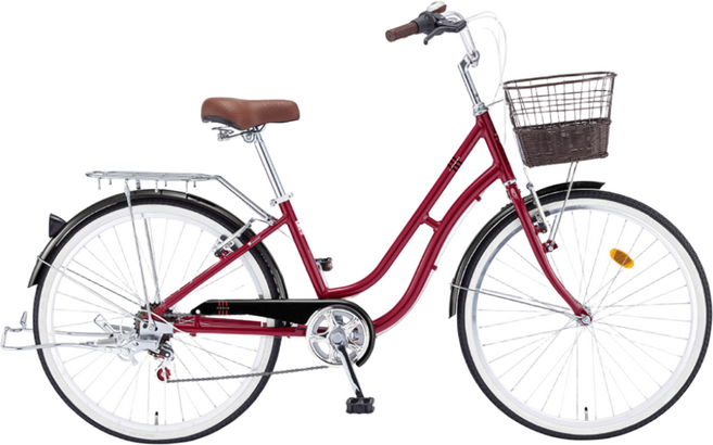 2026 삼천리 레스포 26 프림로즈 자전거 알루미늄 프레임 7단 변속 시티형 여성용자전거, 1개, 172cm, 다크 레드(무광/99%조립)