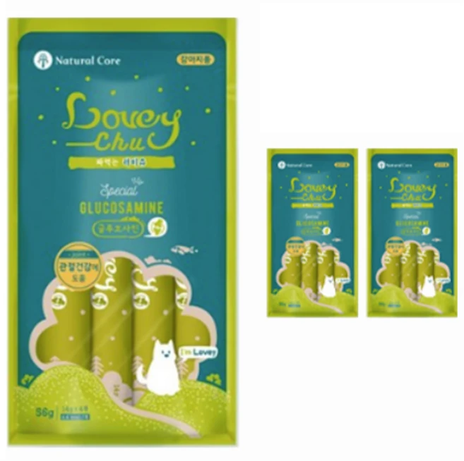 네츄럴코어 강아지 짜먹는 러비츄 글루코사민 4p, 닭고기, 56g, 3개 - 쿠팡