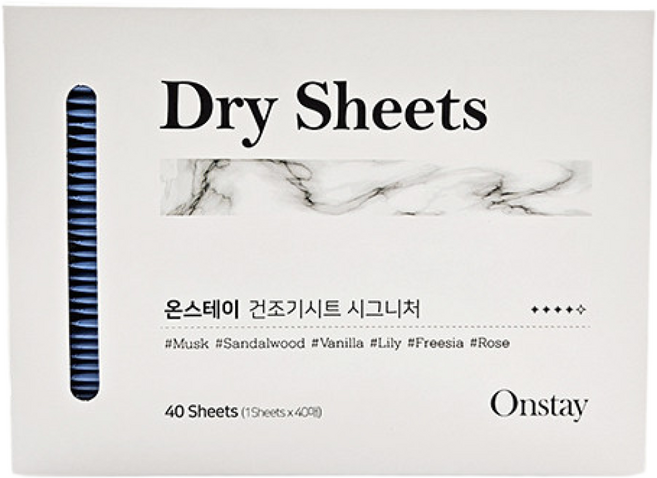 온스테이 건조기시트 스타일러 섬유유연제 드라이 아로마 엘지 LG 삼성 에어드레서 슈드레서 신발건조기 호환, 40개입, 2개