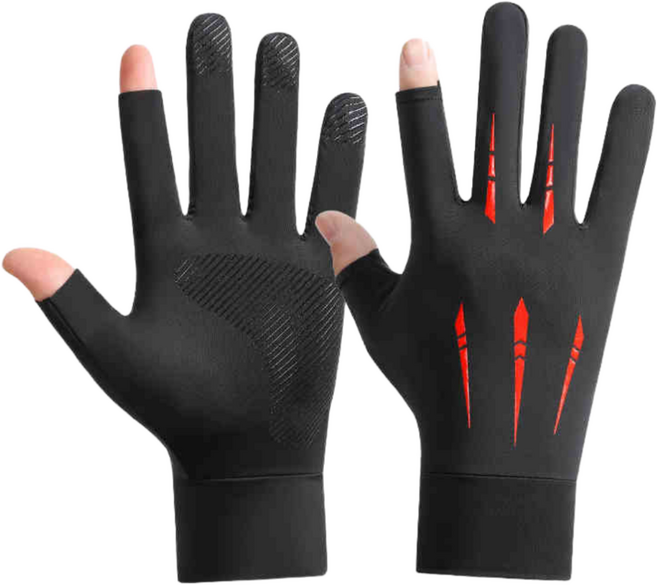 루세타 배달 장갑 여름용 오토바이 2컷 반장갑 배달대행 라이더 루어 낚시 등산, 레드블랙