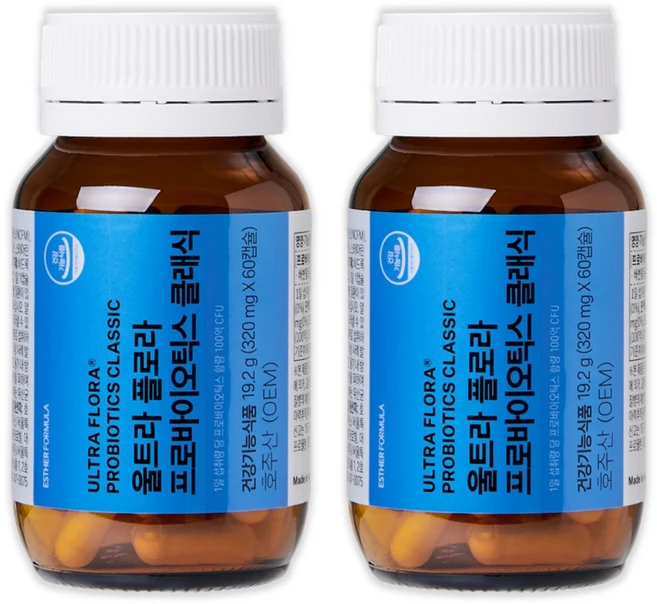 여에스더 포뮬러 100억 CFU 프로바이오틱스 플로라 유산균 클래식 2개월-12개월 상세페이지참조, 60정, 2개 - 쿠팡