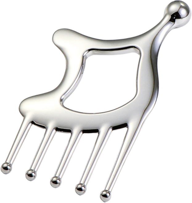 라앤모 메탈 괄사 냉온 얼굴 두피 마사지 림프순환 리프팅 홈케어 뷰티템, 두피마사지빗, 1개