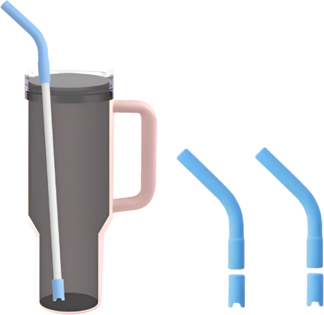WAP 1+1 텀블러 빨대 실리콘 커버 구부러지는 마개형 스트로우캡, 2개, 블루