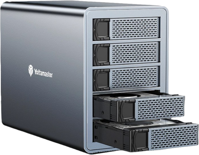 Yottamaster 5 Bay USB3.1 외장 HDD 인클로저 하드 드라이브 타입-C SATA SSD 80TB FS5C3, 5Bay USB-C No RAID, 1개