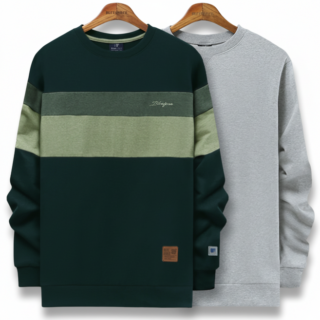 블루포스 티버온 맨투맨 + 심플 맨투맨 [2장 묶음] 남자 긴팔 티셔츠 남성 운동복 단체티 가을 커플티